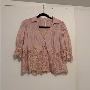 Anthropologie Victorian Sheer Lace Blouse